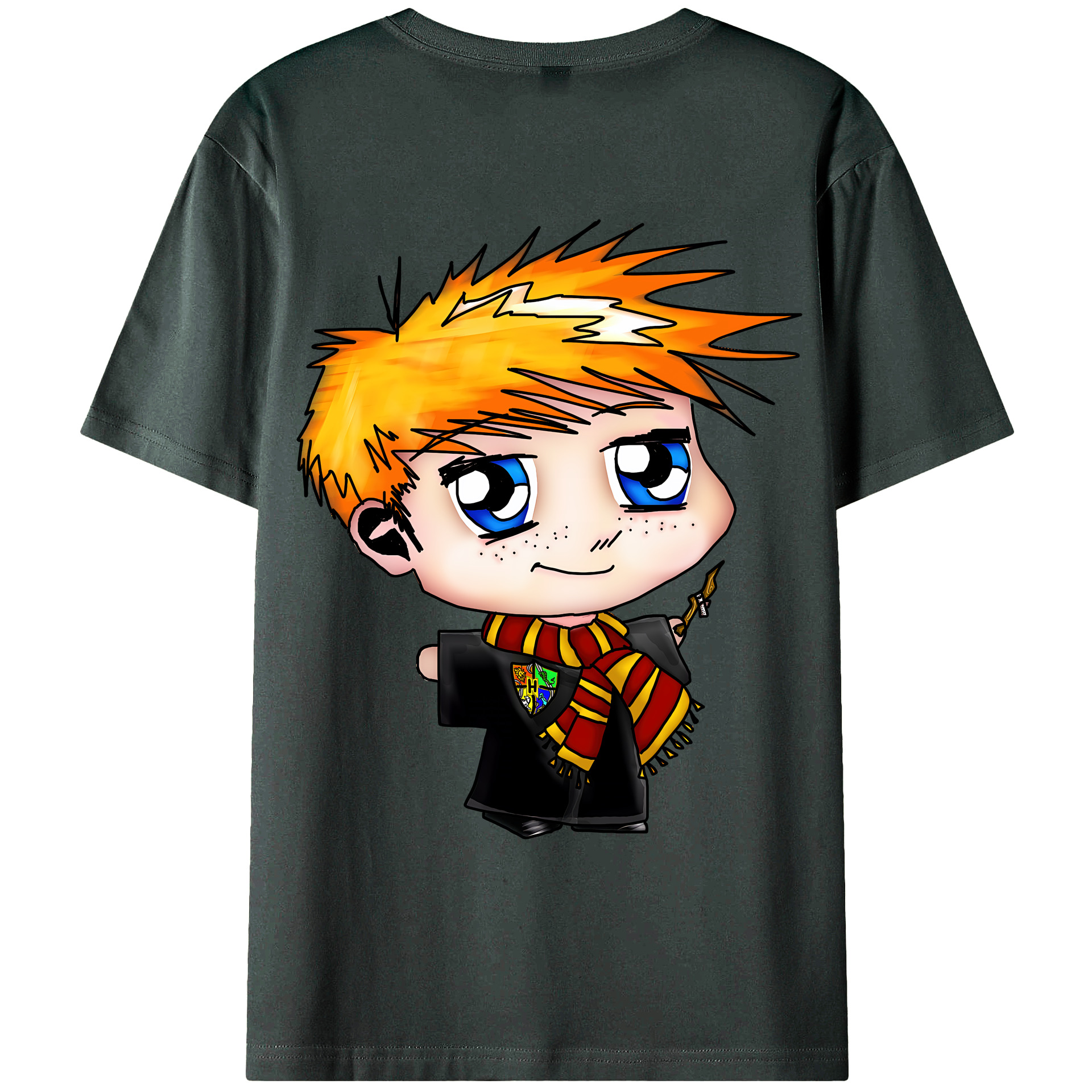 （画像用） Harry Potter ハリー・ポッターシリーズ 綿100％ メンズ半袖Tシャツ（バックプリント） 通気性